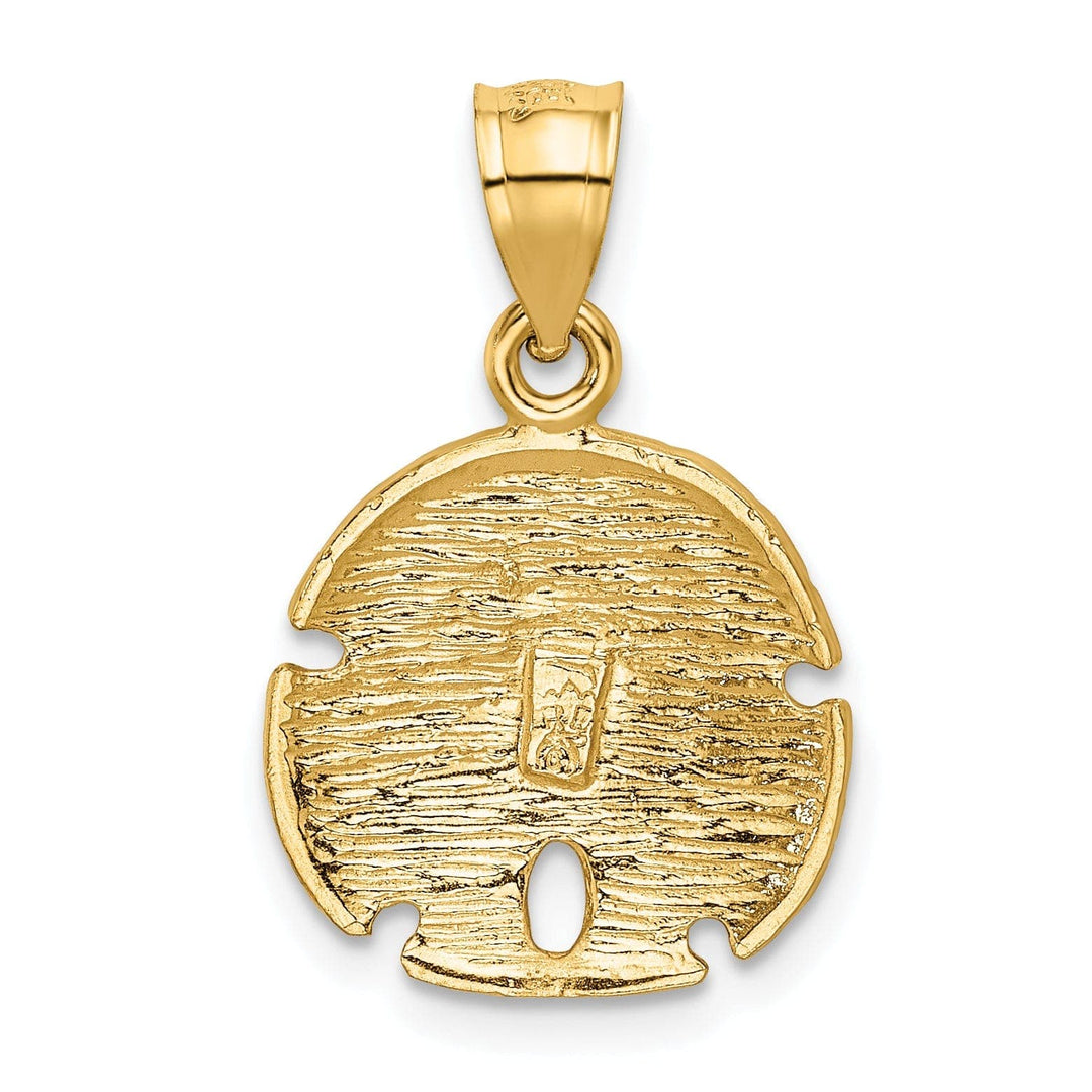 Lovely Rita's Pendants & Charms 14K Yellow Gold Polished Brushed Diamond Cut Finish Solid Sea Sand Dollar Charm Pendant