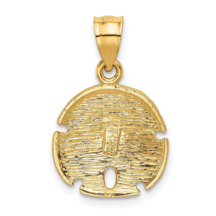Lovely Rita's Pendants & Charms 14K Yellow Gold Polished Brushed Diamond Cut Finish Solid Sea Sand Dollar Charm Pendant