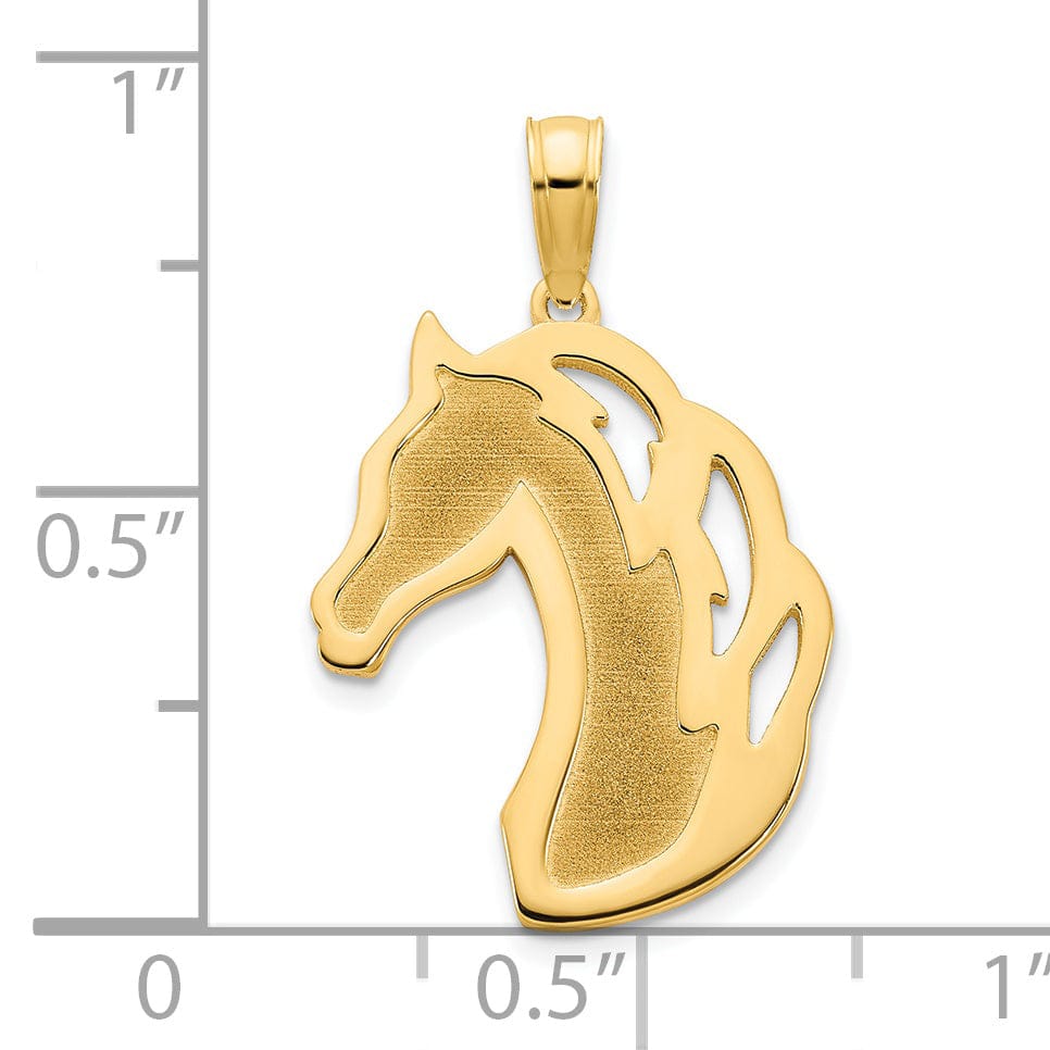 Lovely Rita's Pendants & Charms 14k Yellow Gold Polished Brushed Finish Horse Head Charm