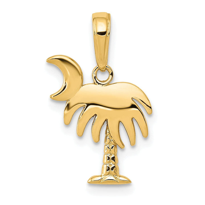 Lovely Rita's Pendants & Charms 14K Yellow Gold Polished Charleston Palm Tree with Moon Design Pendant