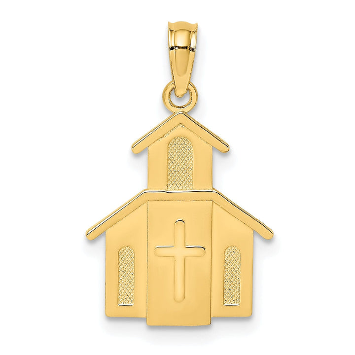 Lovely Rita's Pendants & Charms 14K Yellow Gold Polished Church with Cross Design On Door Pendant