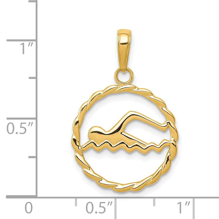 Lovely Rita's Pendants & Charms 14K Yellow Gold Polished Circle Swimming Charm Pendant