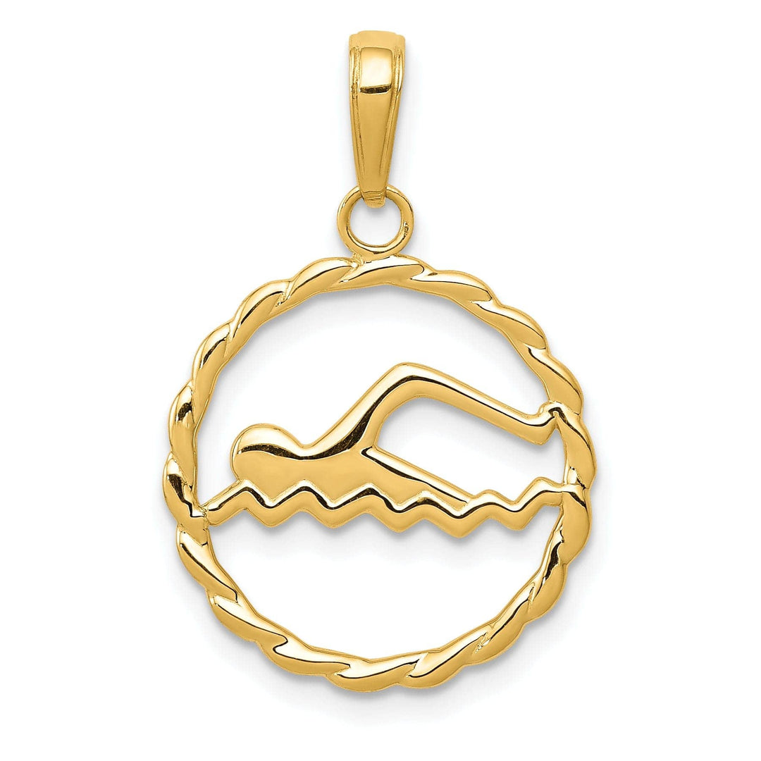 Lovely Rita's Pendants & Charms 14K Yellow Gold Polished Circle Swimming Charm Pendant