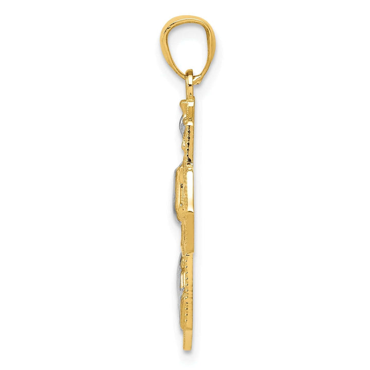 Lovely Rita's Pendants & Charms 14k Yellow Gold Polished Cross with, Dove, Chalice Cup Medal Pendant