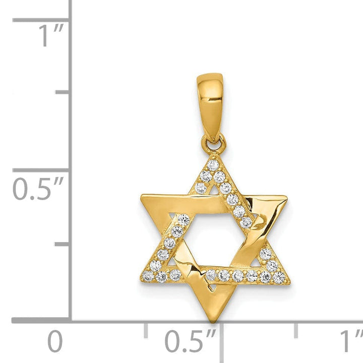 Lovely Rita's Pendants & Charms 14K Yellow Gold Polished Cubic Zirconia Stones Star Of David Pendant