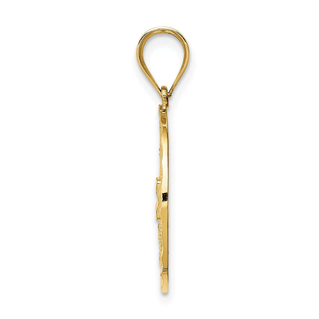 Lovely Rita's Pendants & Charms 14K Yellow Gold Polished D.C Beaded Finish Fancy Filigree Design Pendant