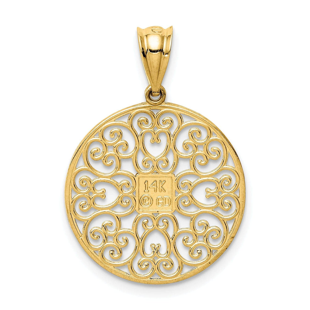 Lovely Rita's Pendants & Charms 14K Yellow Gold Polished D.C Beaded Finish Fancy Filigree Design Pendant