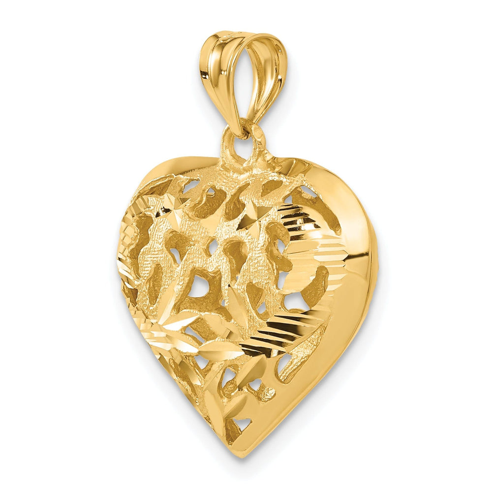 Lovely Rita's Pendants & Charms 14k Yellow Gold Polished D.C Finish 3-D Fancy Heart Design Pendant