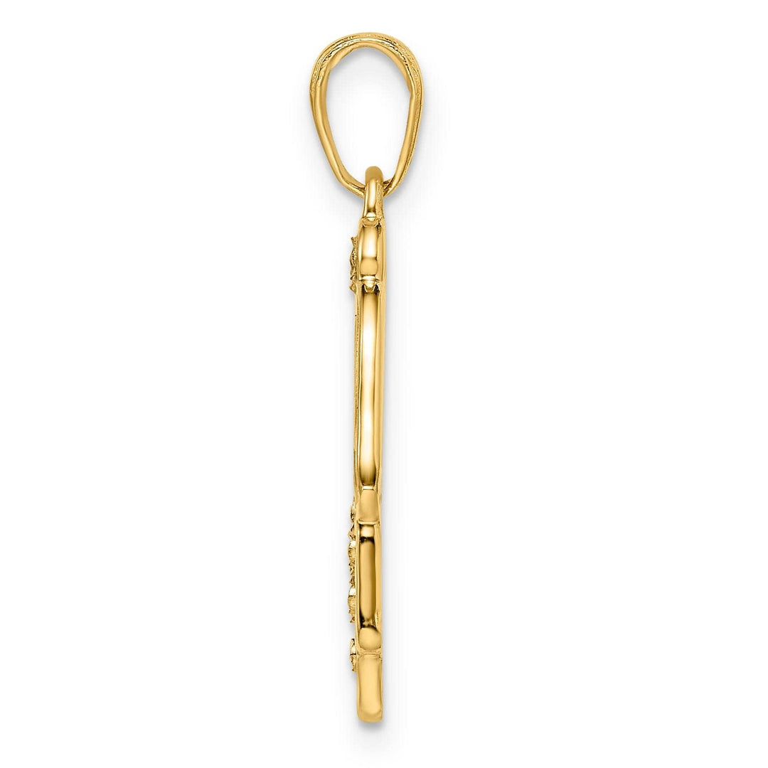 Lovely Rita's Pendants & Charms 14k Yellow Gold Polished D.C Finish Hamsa with Spade Symbol Pendant