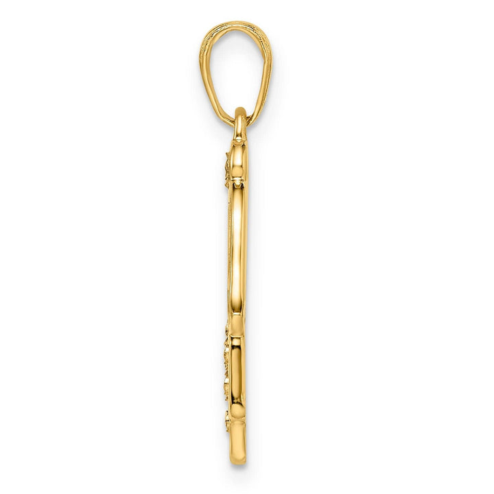 Lovely Rita's Pendants & Charms 14k Yellow Gold Polished D.C Finish Hamsa with Spade Symbol Pendant