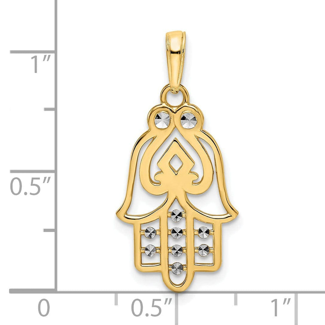 Lovely Rita's Pendants & Charms 14k Yellow Gold Polished D.C Finish Hamsa with Spade Symbol Pendant