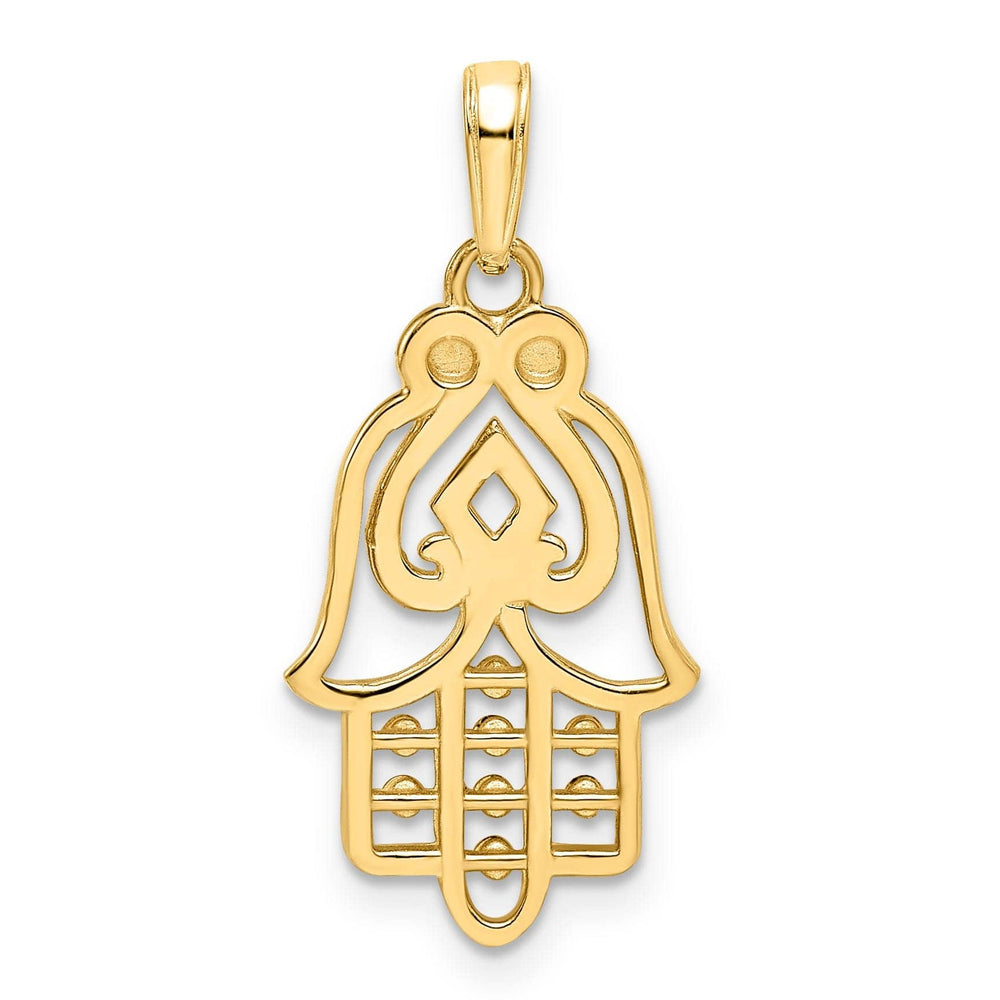 Lovely Rita's Pendants & Charms 14k Yellow Gold Polished D.C Finish Hamsa with Spade Symbol Pendant