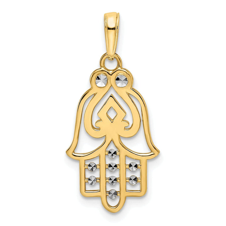 Lovely Rita's Pendants & Charms 14k Yellow Gold Polished D.C Finish Hamsa with Spade Symbol Pendant