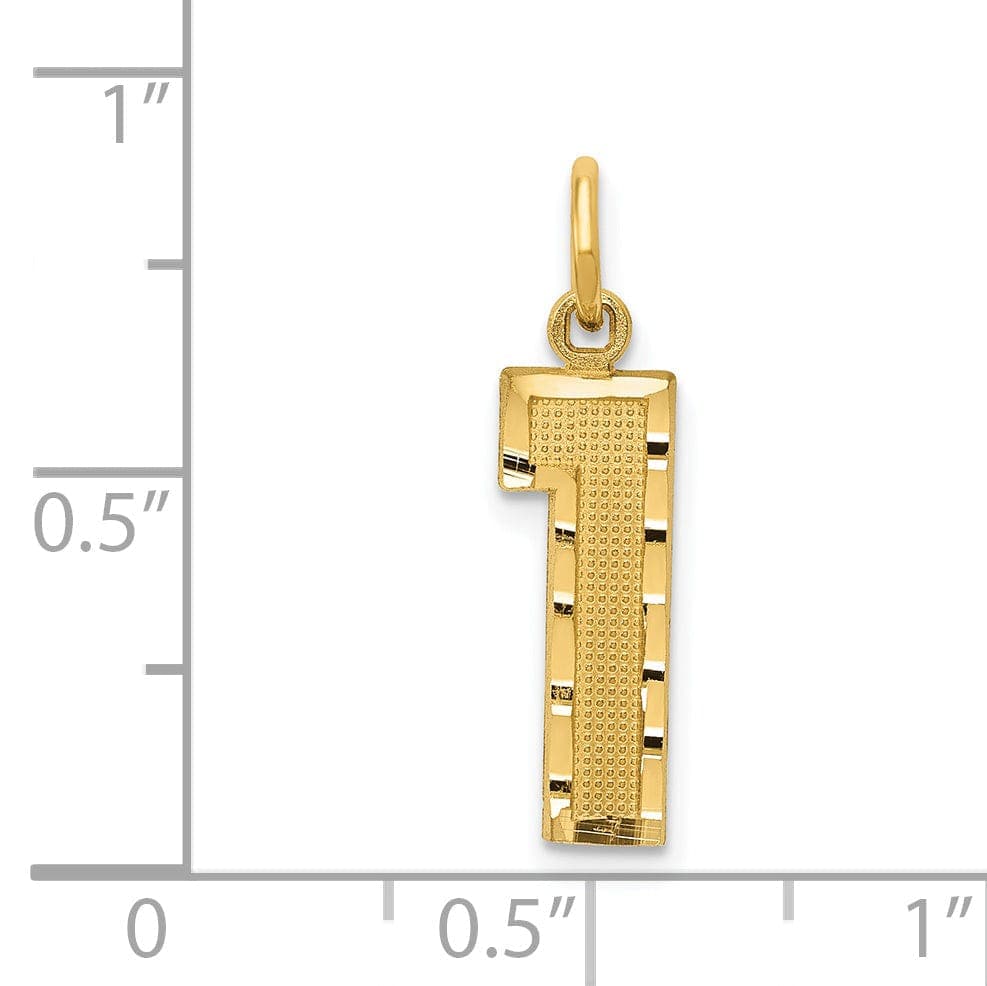 Lovely Rita's Pendants & Charms 14K Yellow Gold Polished D.C Finish Medium Size Number 1 Charm Pendant