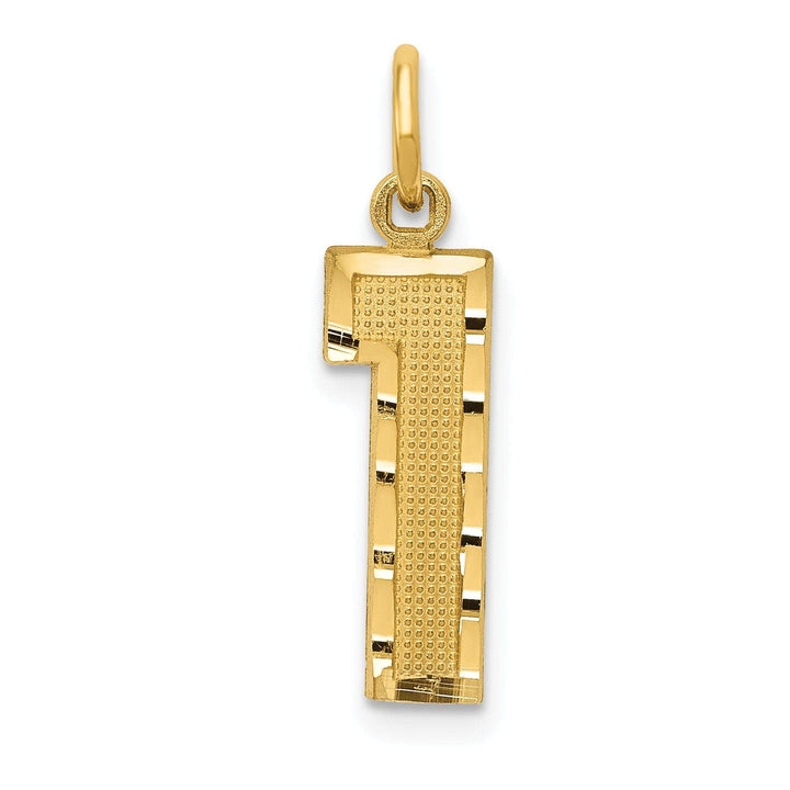 Lovely Rita's Pendants & Charms 14K Yellow Gold Polished D.C Finish Medium Size Number 1 Charm Pendant