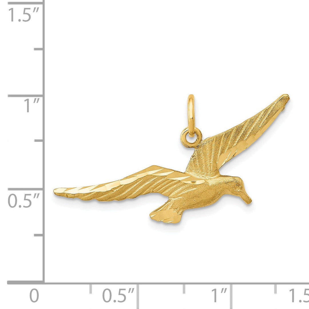 Lovely Rita's Pendants & Charms 14k Yellow Gold Polished D.C Finish Seagull in Flight Pendant