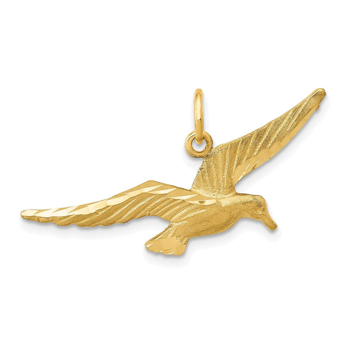 Lovely Rita's Pendants & Charms 14k Yellow Gold Polished D.C Finish Seagull in Flight Pendant