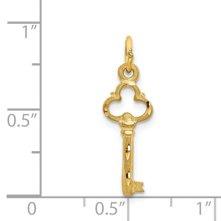 Lovely Rita's Pendants & Charms 14K Yellow Gold Polished D.C Finish Solid 3-D Key Charm Pendant