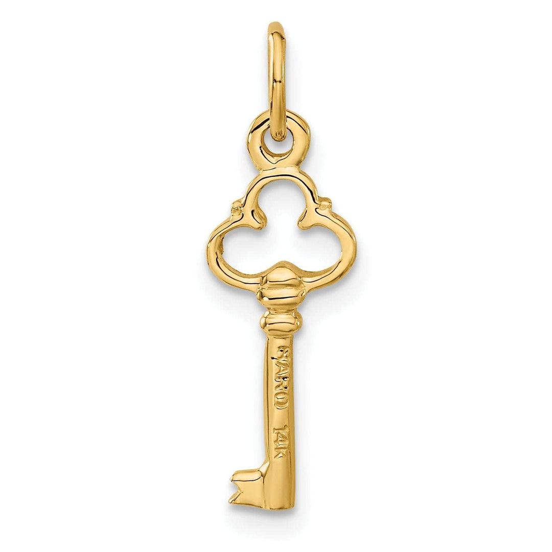 Lovely Rita's Pendants & Charms 14K Yellow Gold Polished D.C Finish Solid 3-D Key Charm Pendant