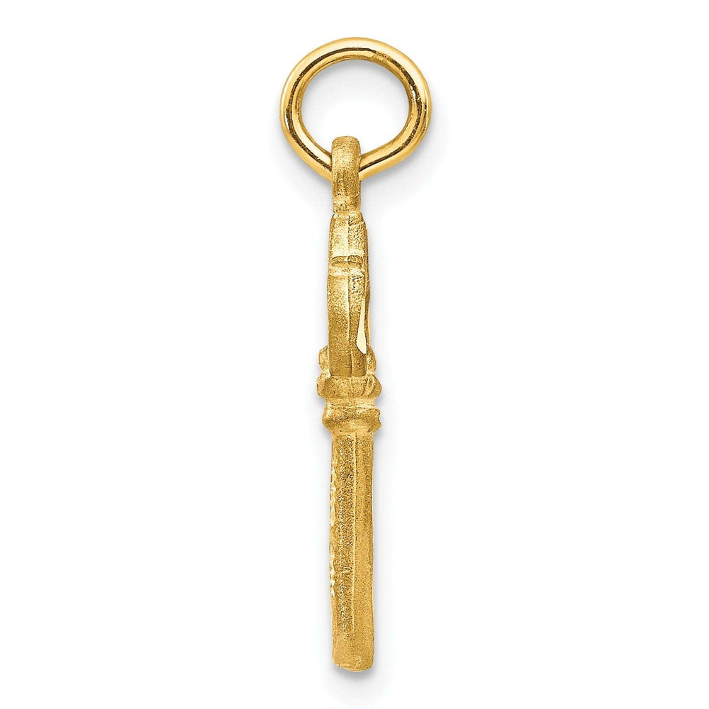 Lovely Rita's Pendants & Charms 14K Yellow Gold Polished D.C Finish Solid 3-D Key Charm Pendant