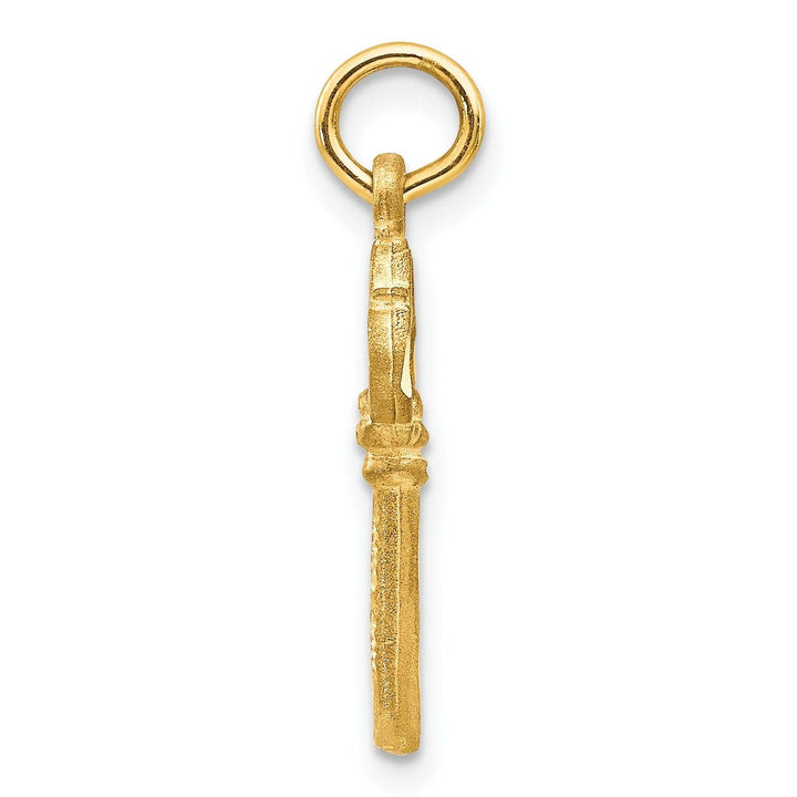 Lovely Rita's Pendants & Charms 14K Yellow Gold Polished D.C Finish Solid 3-D Key Charm Pendant