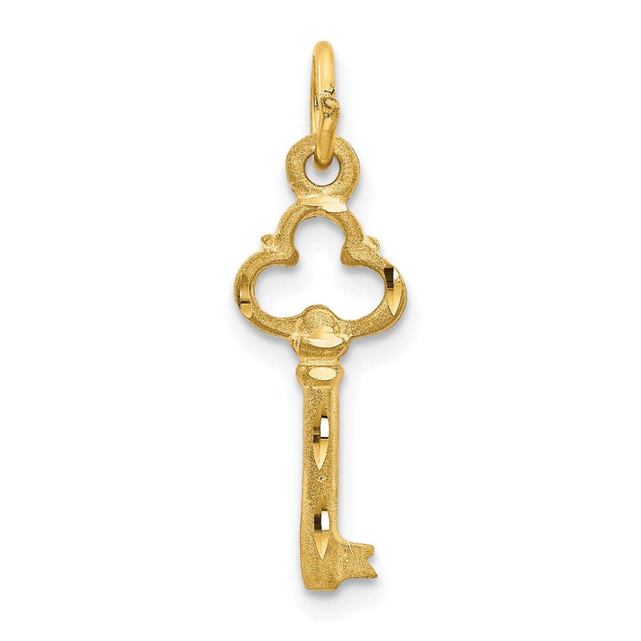 Lovely Rita's Pendants & Charms 14K Yellow Gold Polished D.C Finish Solid 3-D Key Charm Pendant