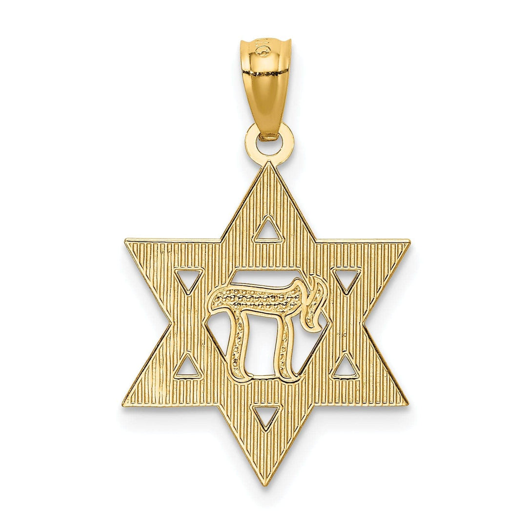 Lovely Rita's Pendants & Charms 14K Yellow Gold Polished D.C Finish Star of David with Chai Pendant