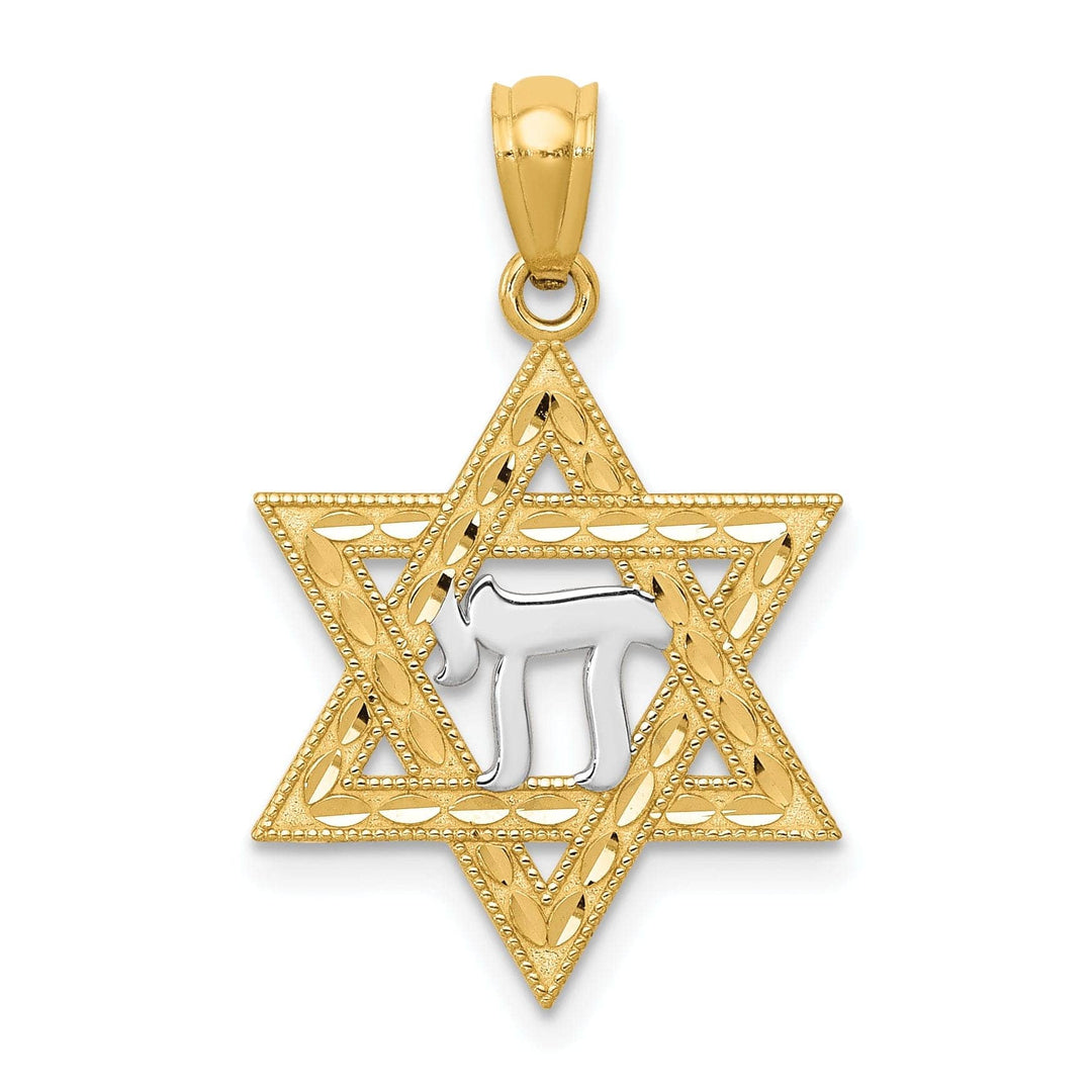 Lovely Rita's Pendants & Charms 14K Yellow Gold Polished D.C Finish Star of David with Chai Pendant