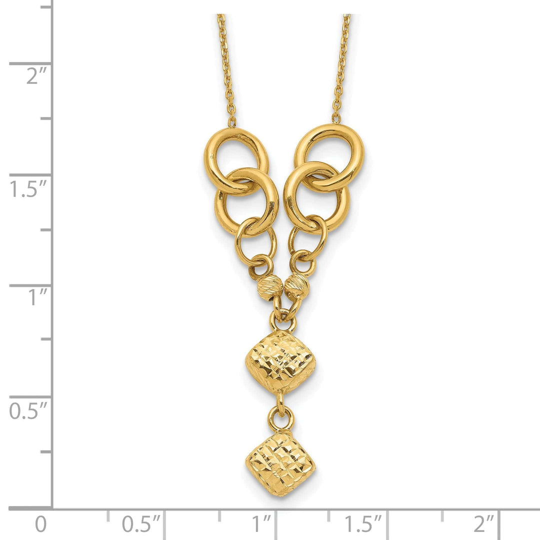Lovely Rita's Pendants & Charms 14K Yellow Gold Polished Diamond Cut Finish 16-inch Cable Chain Fancy Necklace Pendant Design
