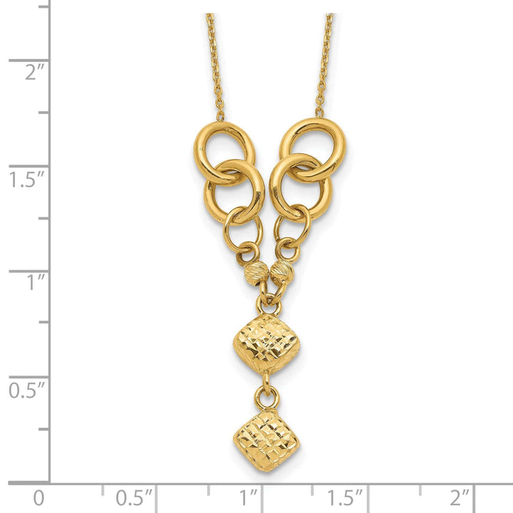 Lovely Rita's Pendants & Charms 14K Yellow Gold Polished Diamond Cut Finish 16-inch Cable Chain Fancy Necklace Pendant Design