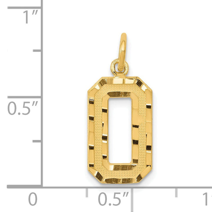 Lovely Rita's Pendants & Charms 14K Yellow Gold Polished Diamond Cut Finish Medium Size Number 0 Charm Pendant