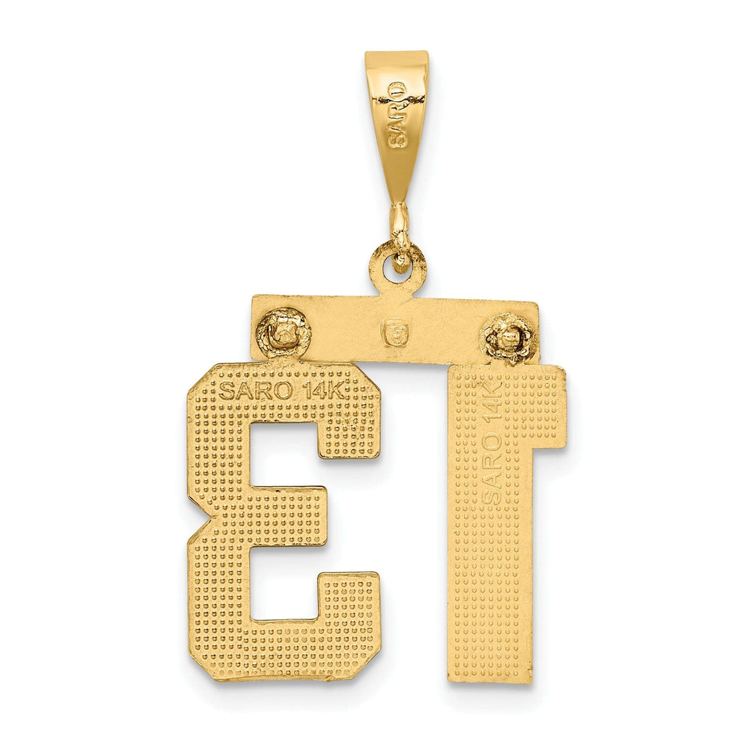 Lovely Rita's Pendants & Charms 14K Yellow Gold Polished Diamond Cut Finish Medium Size Number 13 Charm Pendant