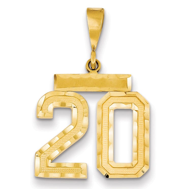 Lovely Rita's Pendants & Charms 14K Yellow Gold Polished Diamond Cut Finish Medium Size Number 20 Charm Pendant