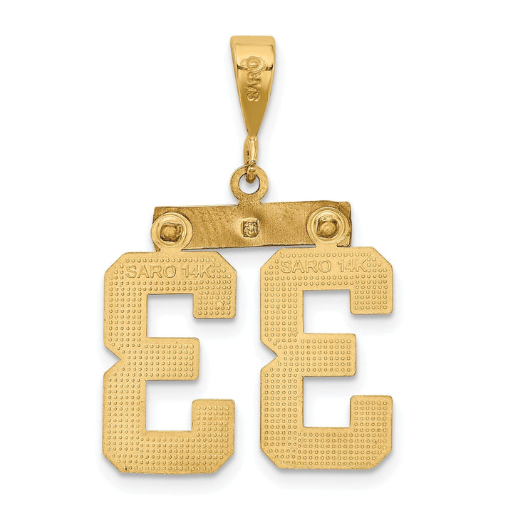 Lovely Rita's Pendants & Charms 14K Yellow Gold Polished Diamond Cut Finish Medium Size Number 33 Charm Pendant