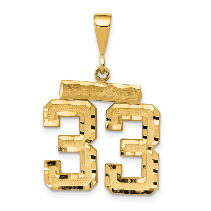 Lovely Rita's Pendants & Charms 14K Yellow Gold Polished Diamond Cut Finish Medium Size Number 33 Charm Pendant
