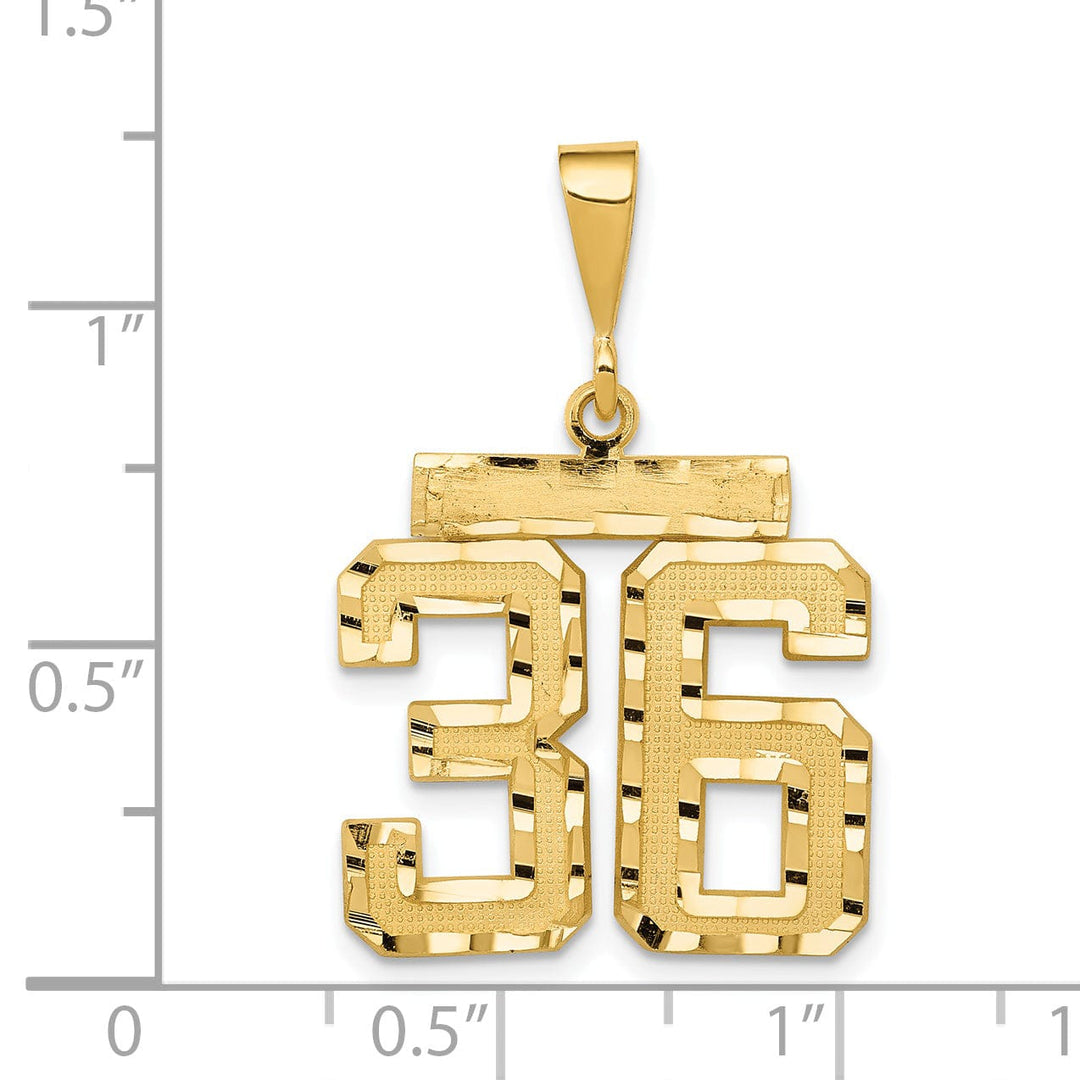 Lovely Rita's Pendants & Charms 14K Yellow Gold Polished Diamond Cut Finish Medium Size Number 36 Charm Pendant