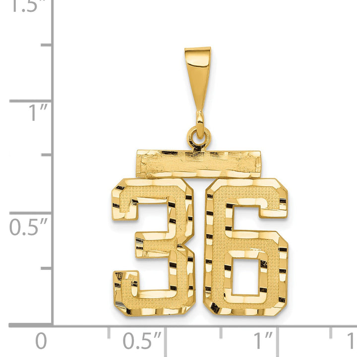 Lovely Rita's Pendants & Charms 14K Yellow Gold Polished Diamond Cut Finish Medium Size Number 36 Charm Pendant