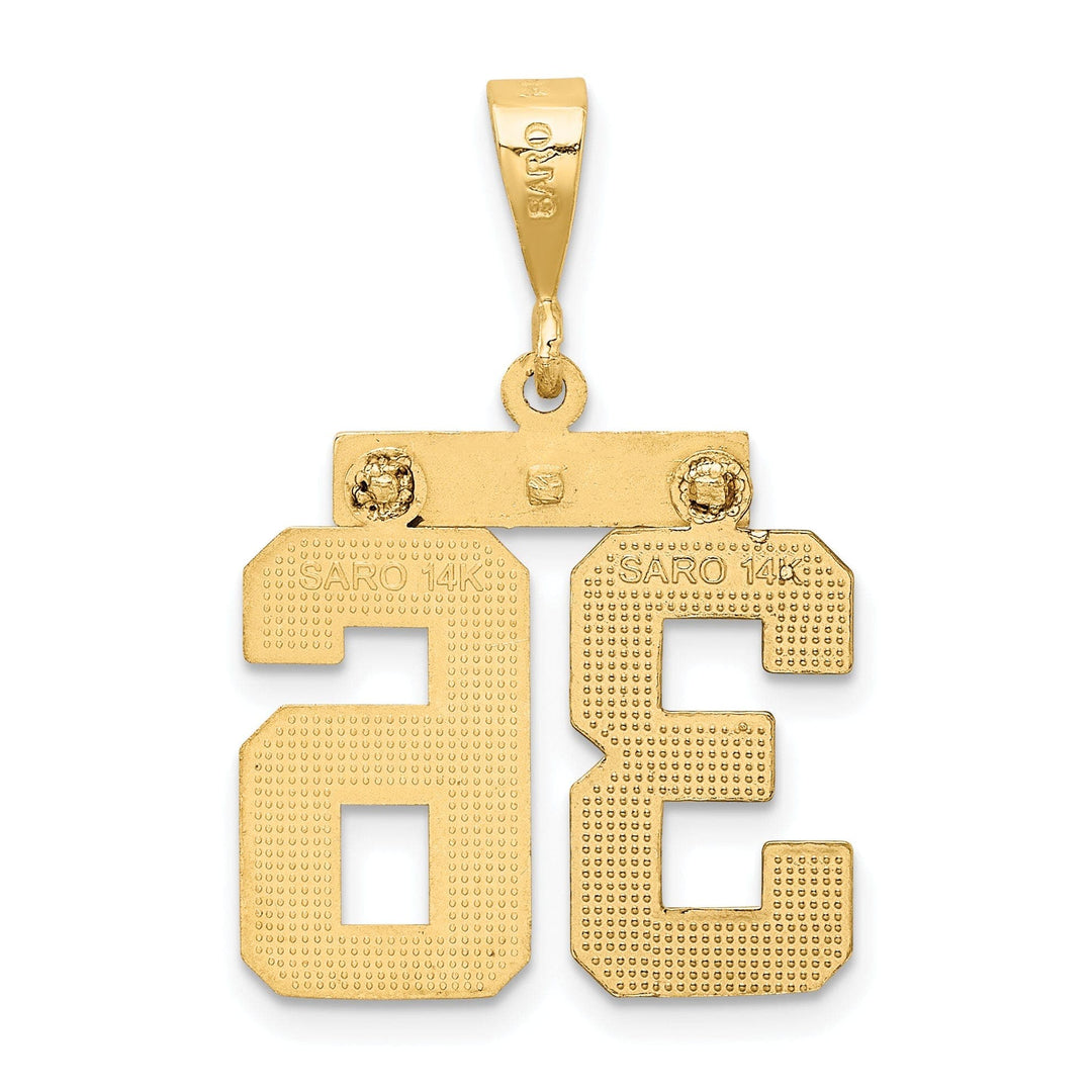Lovely Rita's Pendants & Charms 14K Yellow Gold Polished Diamond Cut Finish Medium Size Number 36 Charm Pendant