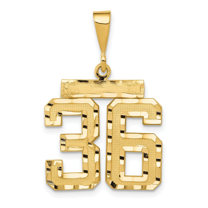 Lovely Rita's Pendants & Charms 14K Yellow Gold Polished Diamond Cut Finish Medium Size Number 36 Charm Pendant