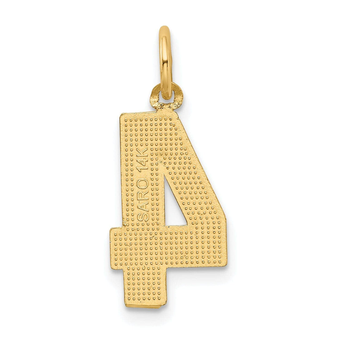 Lovely Rita's Pendants & Charms 14K Yellow Gold Polished Diamond Cut Finish Medium Size Number 4 Charm Pendant