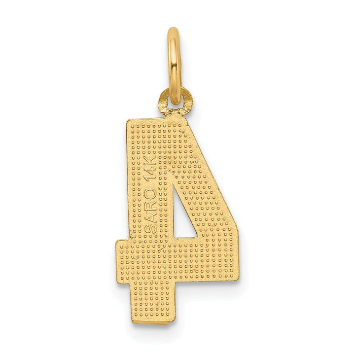 Lovely Rita's Pendants & Charms 14K Yellow Gold Polished Diamond Cut Finish Medium Size Number 4 Charm Pendant
