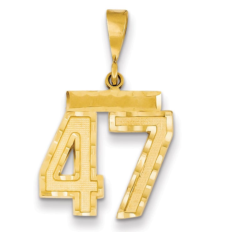 Lovely Rita's Pendants & Charms 14K Yellow Gold Polished Diamond Cut Finish Medium Size Number 47 Charm Pendant