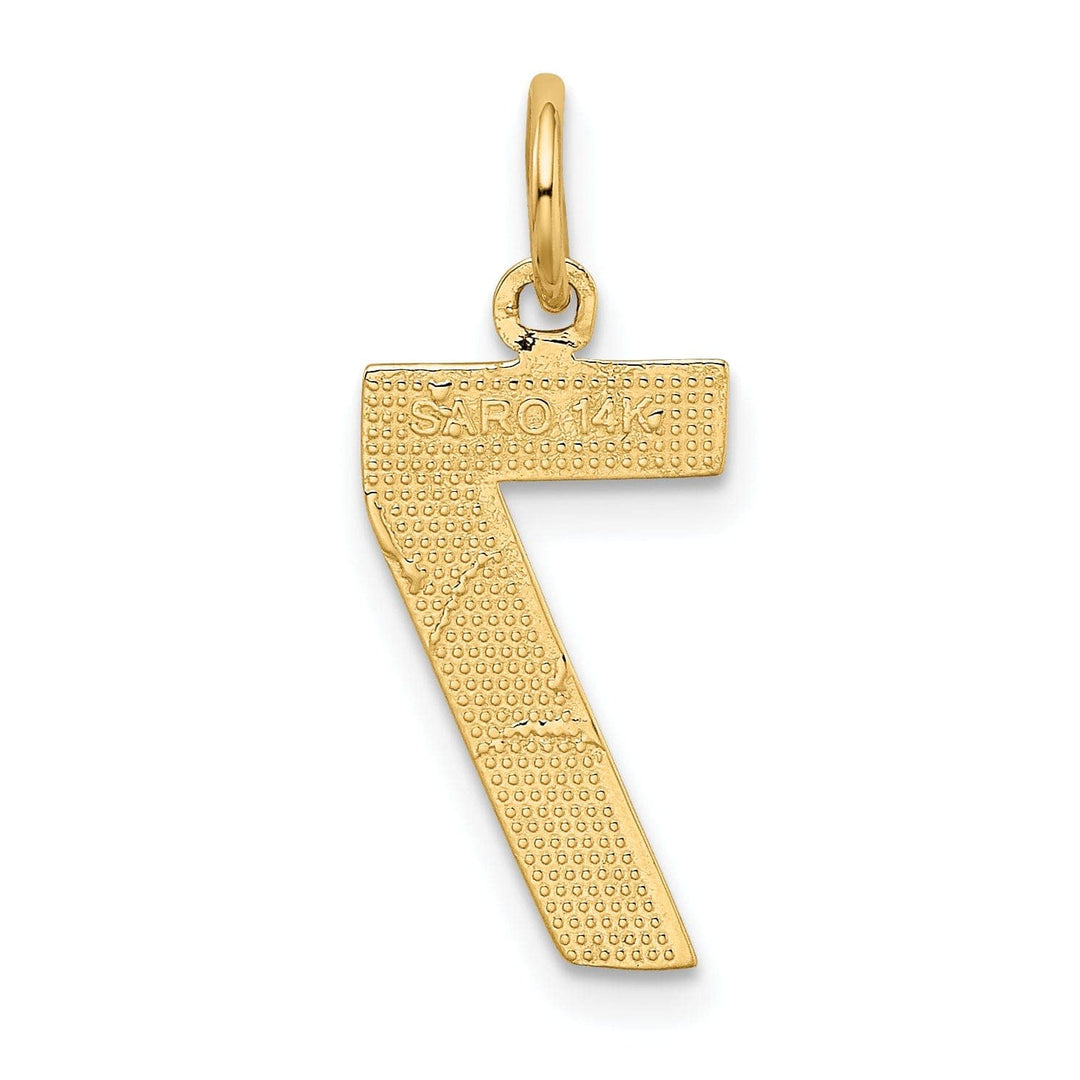 Lovely Rita's Pendants & Charms 14K Yellow Gold Polished Diamond Cut Finish Medium Size Number 7 Charm Pendant