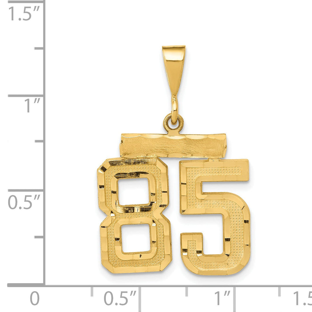 Lovely Rita's Pendants & Charms 14K Yellow Gold Polished Diamond Cut Finish Medium Size Number 85 Charm Pendant