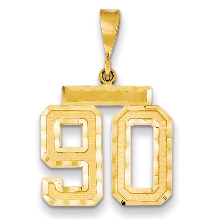 Lovely Rita's Pendants & Charms 14K Yellow Gold Polished Diamond Cut Finish Medium Size Number 90 Charm Pendant