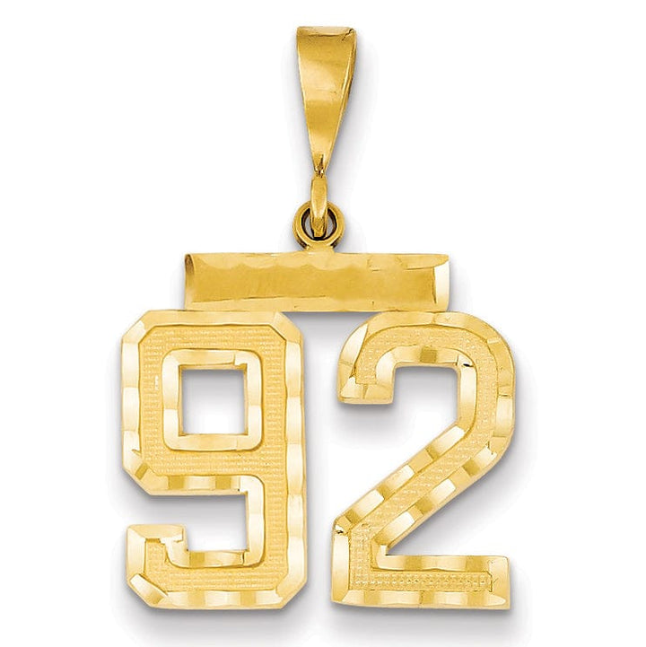 Lovely Rita's Pendants & Charms 14K Yellow Gold Polished Diamond Cut Finish Medium Size Number 92 Charm Pendant