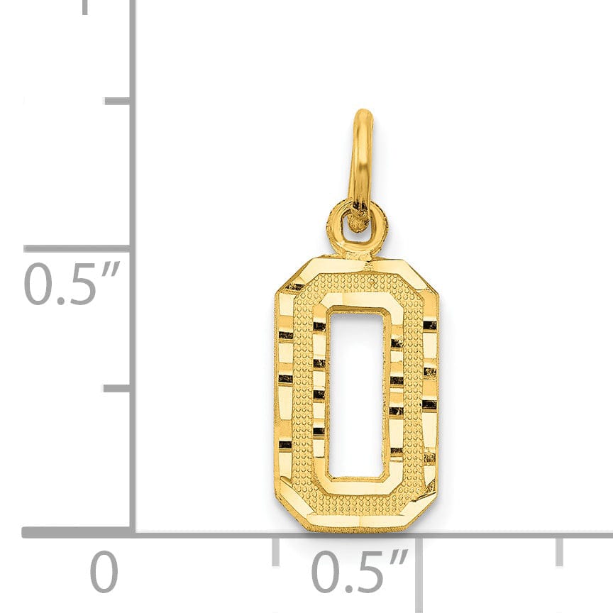 Lovely Rita's Pendants & Charms 14k Yellow Gold Polished Diamond Cut Finish Small Size Number 0 Charm Pendant