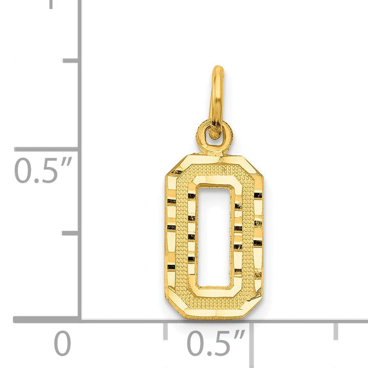 Lovely Rita's Pendants & Charms 14k Yellow Gold Polished Diamond Cut Finish Small Size Number 0 Charm Pendant