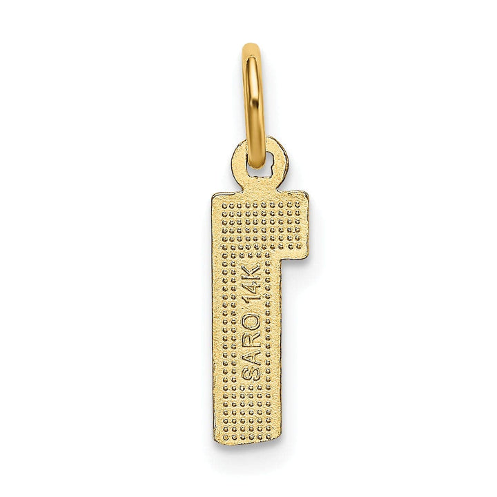 Lovely Rita's Pendants & Charms 14k Yellow Gold Polished Diamond Cut Finish Small Size Number 1 Charm Pendant