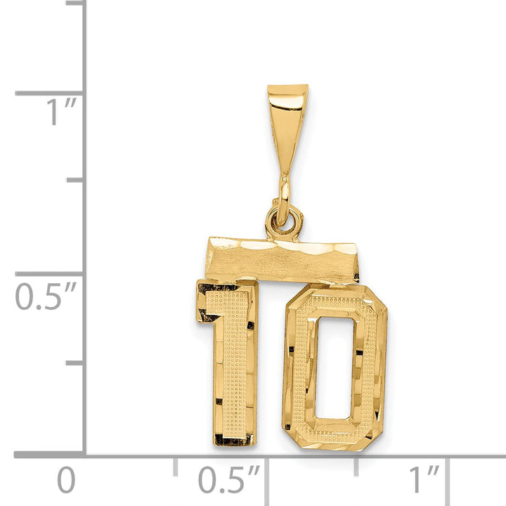 Lovely Rita's Pendants & Charms 14k Yellow Gold Polished Diamond Cut Finish Small Size Number 10 Charm Pendant